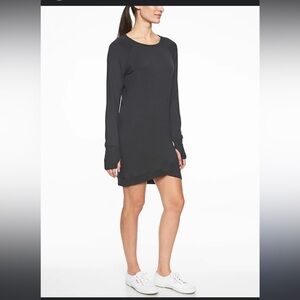 Athleta Criss Cross Sweatshirt Dress in Black Size XS